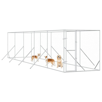Perrera De Exterior Acero Galvanizado Plateado 2x10x2 M_2