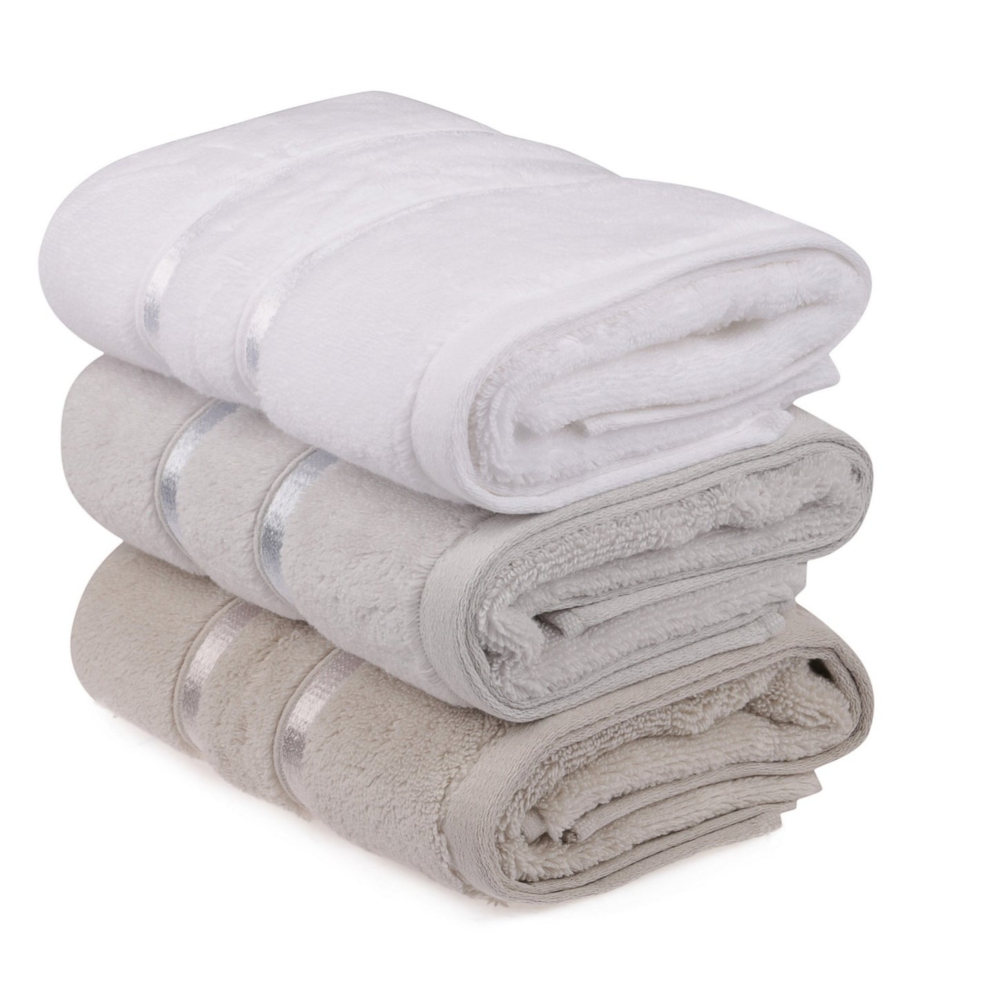 Juego De Toallas De Mano (3 Piezas) Blanco, Azul Claro, Marrón Claro_0