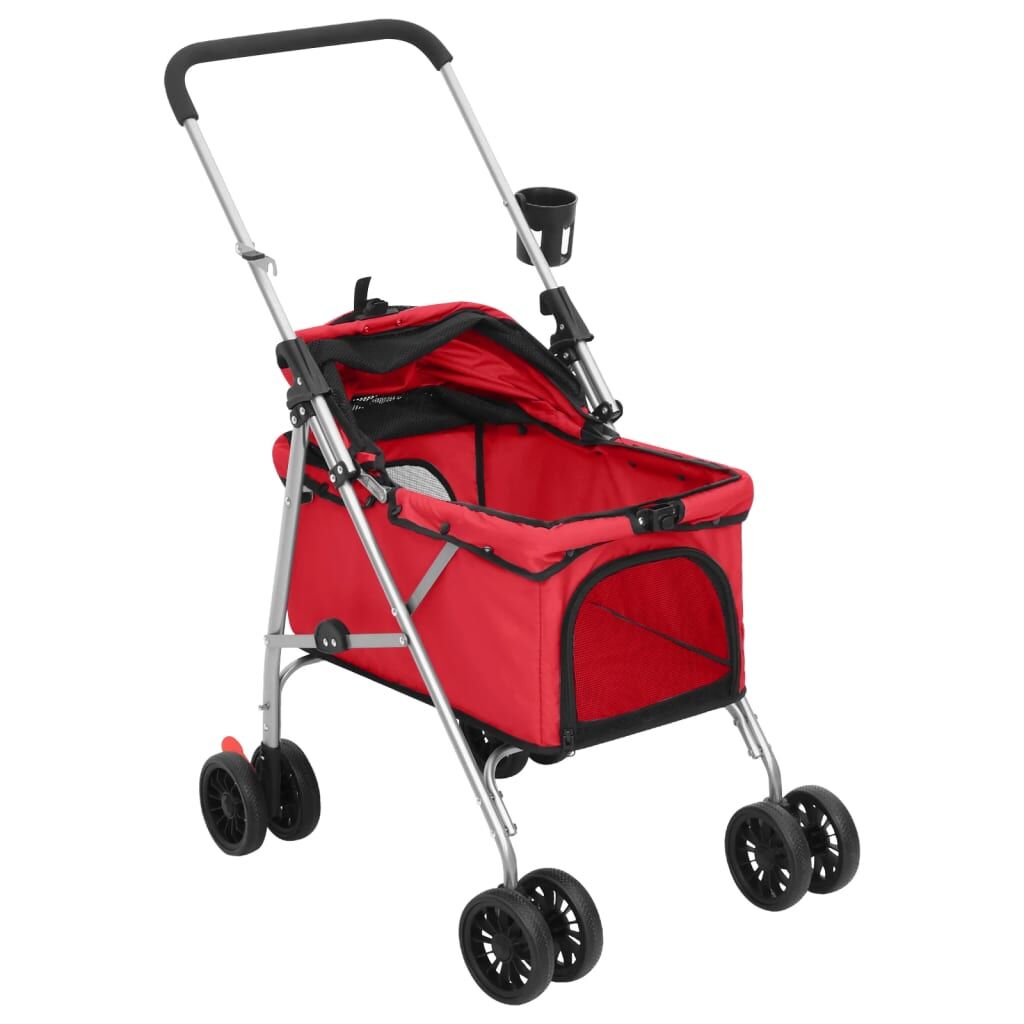 Vidaxl Cochecito Para Perros Plegable Tela Oxford Rojo 76x50x100 Cm_4