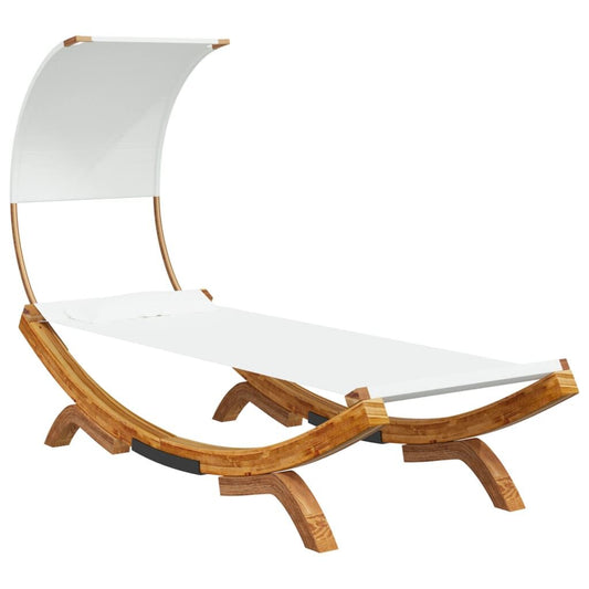 Vidaxl Tumbona Con Dosel Madera Maciza Curvada Crema 100x200x126 Cm_0