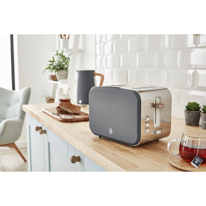 Swan Nordic Set Desayuno, Hervidor Agua 1,7 L, Tostadora Ranura Ancha 2 Rebanadas, Diseño, Stp2090gryneu, Gris 2200w_3