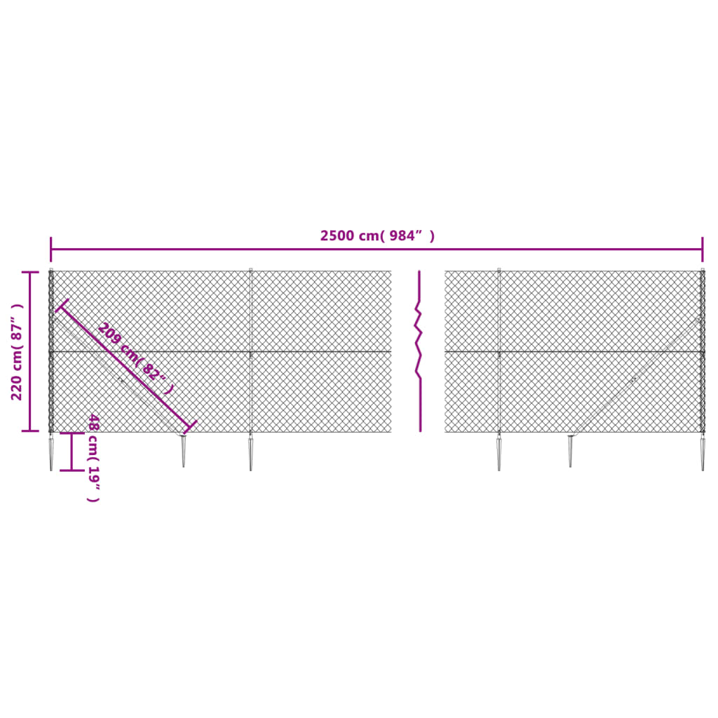Cerca De Alambre Con Pinchos De Anclaje Plateado 2,2x25 M / Vetonek_0