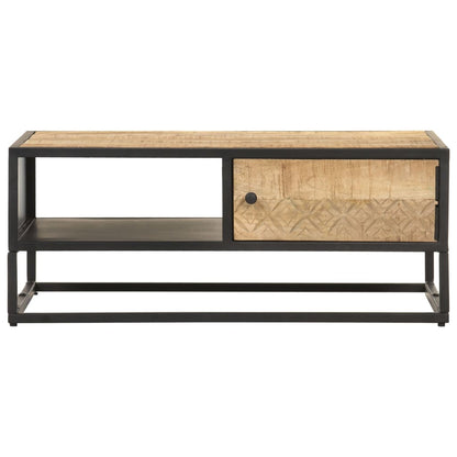Mueble De Tv Puerta Tallada Madera De Mango Rugosa 90x55x36 Cm_0