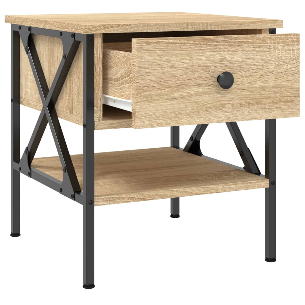 Mesita De Noche Madera De Ingeniería Roble Sonoma 40x42x45 Cm_4