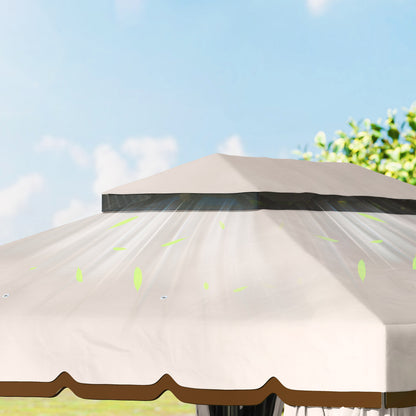 Outsunny Cenador De Jardín 4x3 M Con Doble Techo 4 Cortinas Y Mosquitera Crema_3