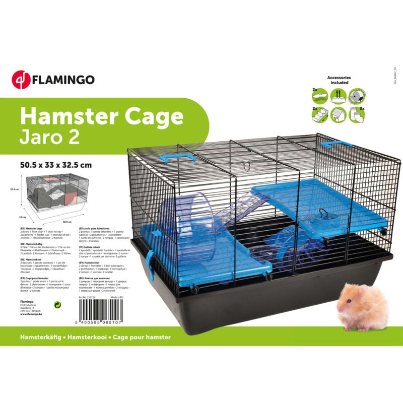 Flamingo Jaula Para Hámster Jaro 2 Negro Y Azul 50,5x33x32,5 Cm_3