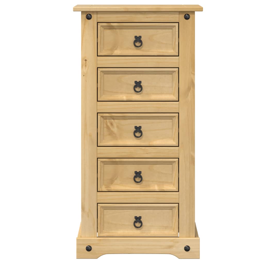 Mesita De Noche Corona Madera Maciza De Pino 53x39x103 Cm_1