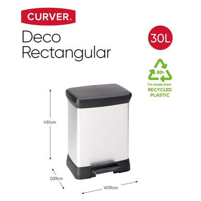 Curver Papelera De Pedal Deco Rectangular Plateado 30 L_2