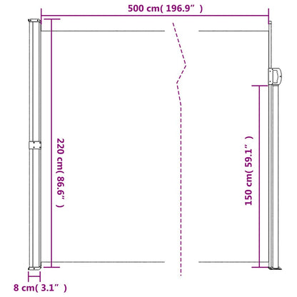 Vidaxl Toldo Lateral Retráctil Gris Taupe 220x500 Cm_2
