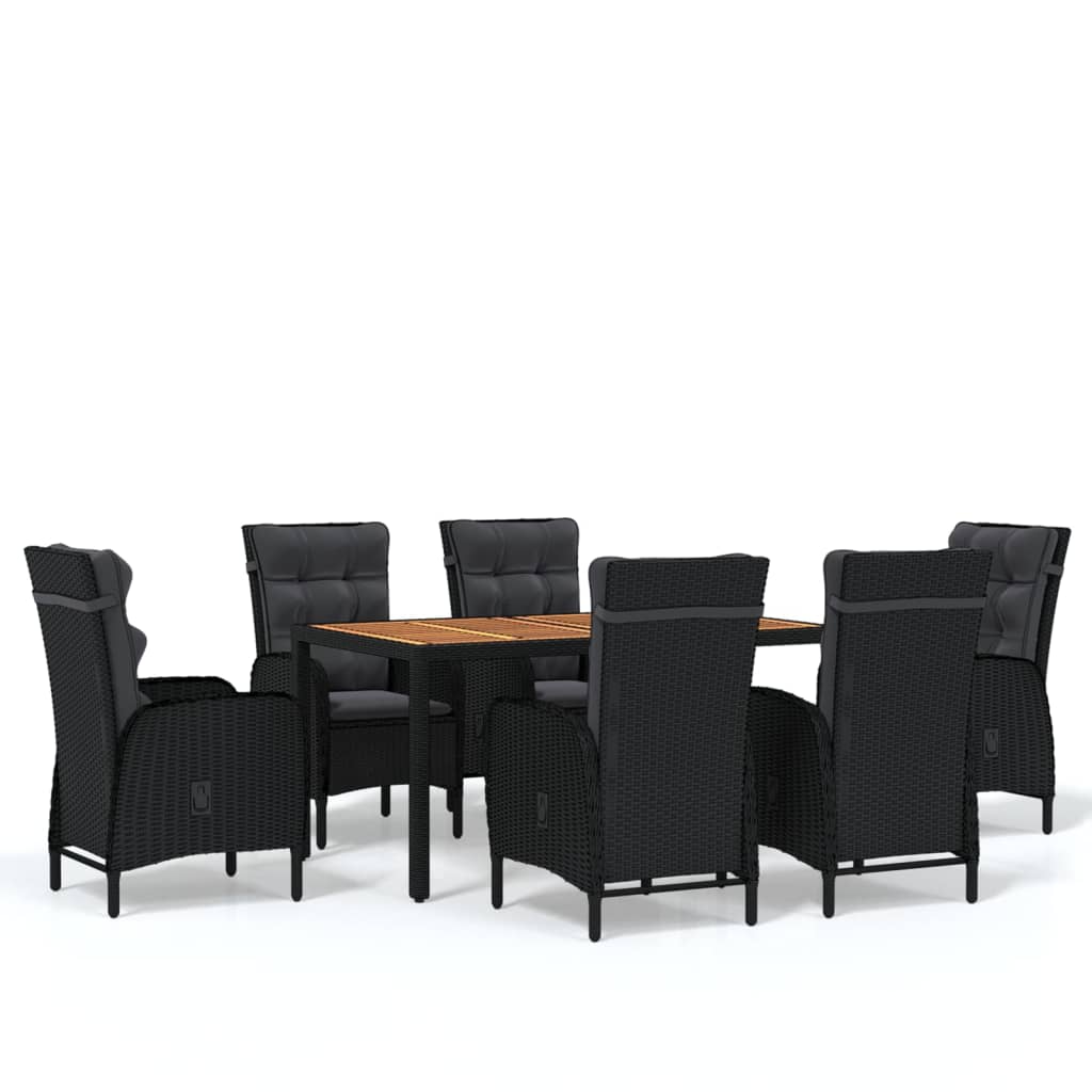 Vidaxl Juego De Comedor De Jardín 7 Piezas Ratán Sintético Negro_0