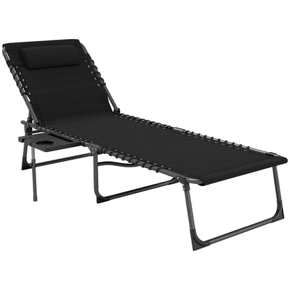 Outsunny Tumbona Plegable Con Respaldo Ajustable Mesa Y Bolsillo 190x60x31 Cm_0