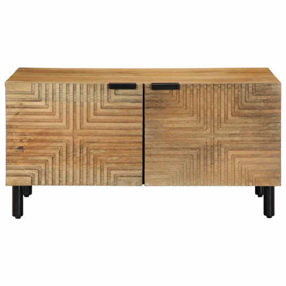 Mesa De Centro Marrón 80x50x40 Cm Madera Maciza Mango_0