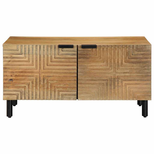 Mesa De Centro Marrón 80x50x40 Cm Madera Maciza Mango_0