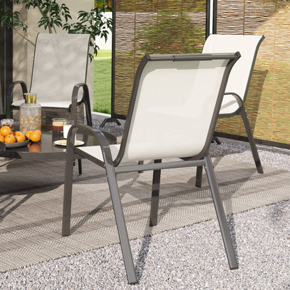 Outsunny Juego De 4 Sillas Jardín Exterior Apilables 54x71x93 Cm Beige Y Negro_4