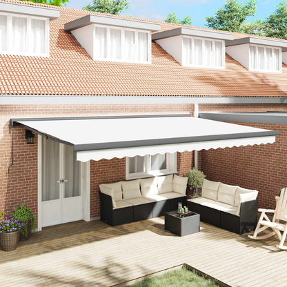 Toldo Retráctil Blanco 500 X 300 X 165 Cm Tela Y Metal_1
