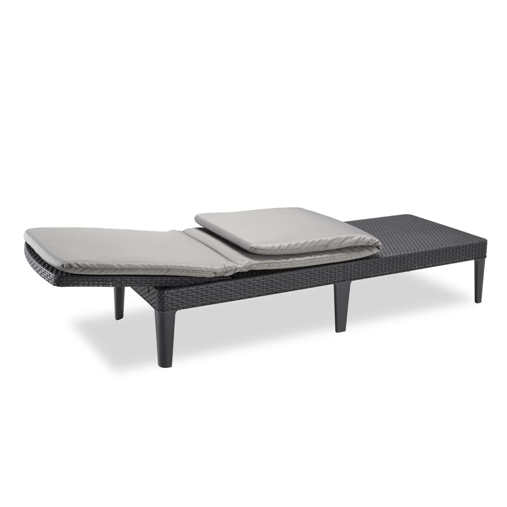 Keter Tumbona De Jardín Con Cojín Jaipur Piscina Terraza Resina Grafito Anxpxal Cm 58x187,5x29_4