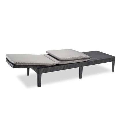 Keter Tumbona De Jardín Con Cojín Jaipur Piscina Terraza Resina Grafito Anxpxal Cm 58x187,5x29_4