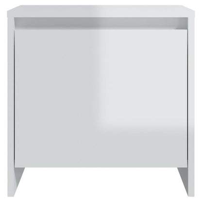 Mesita De Noche Madera Ingeniería Blanco Brillo 45x34x44,5 Cm_3