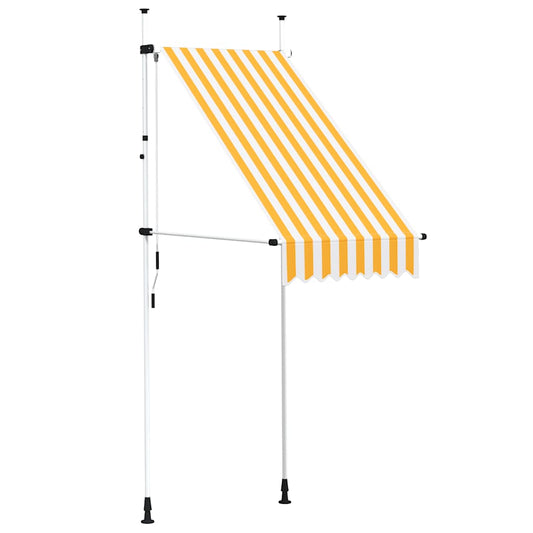 Toldo Manual Retráctil 100 Cm Naranja Y Blanco A Rayas_0