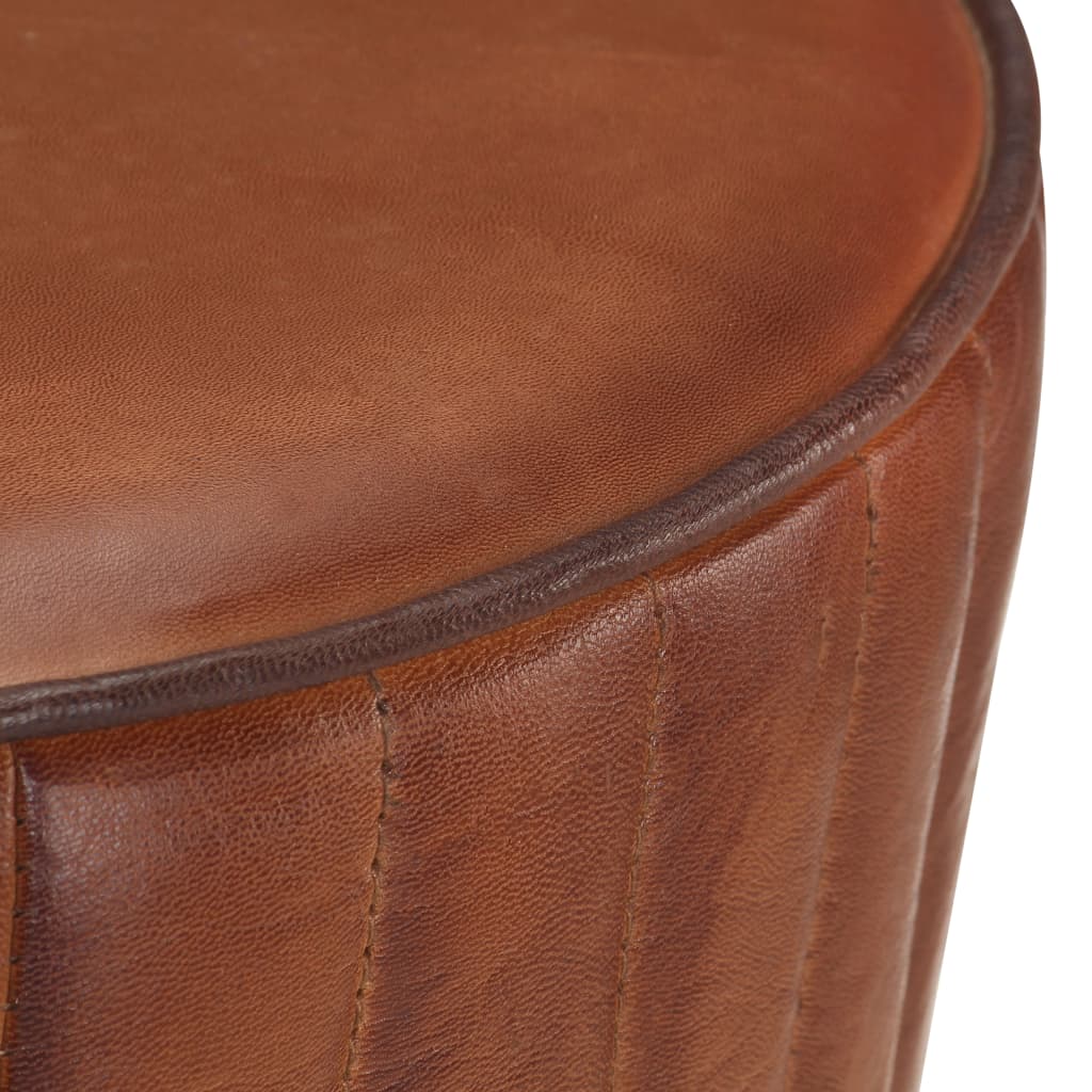 Taburete De Cocina De Cuero Auténtico Marrón_1