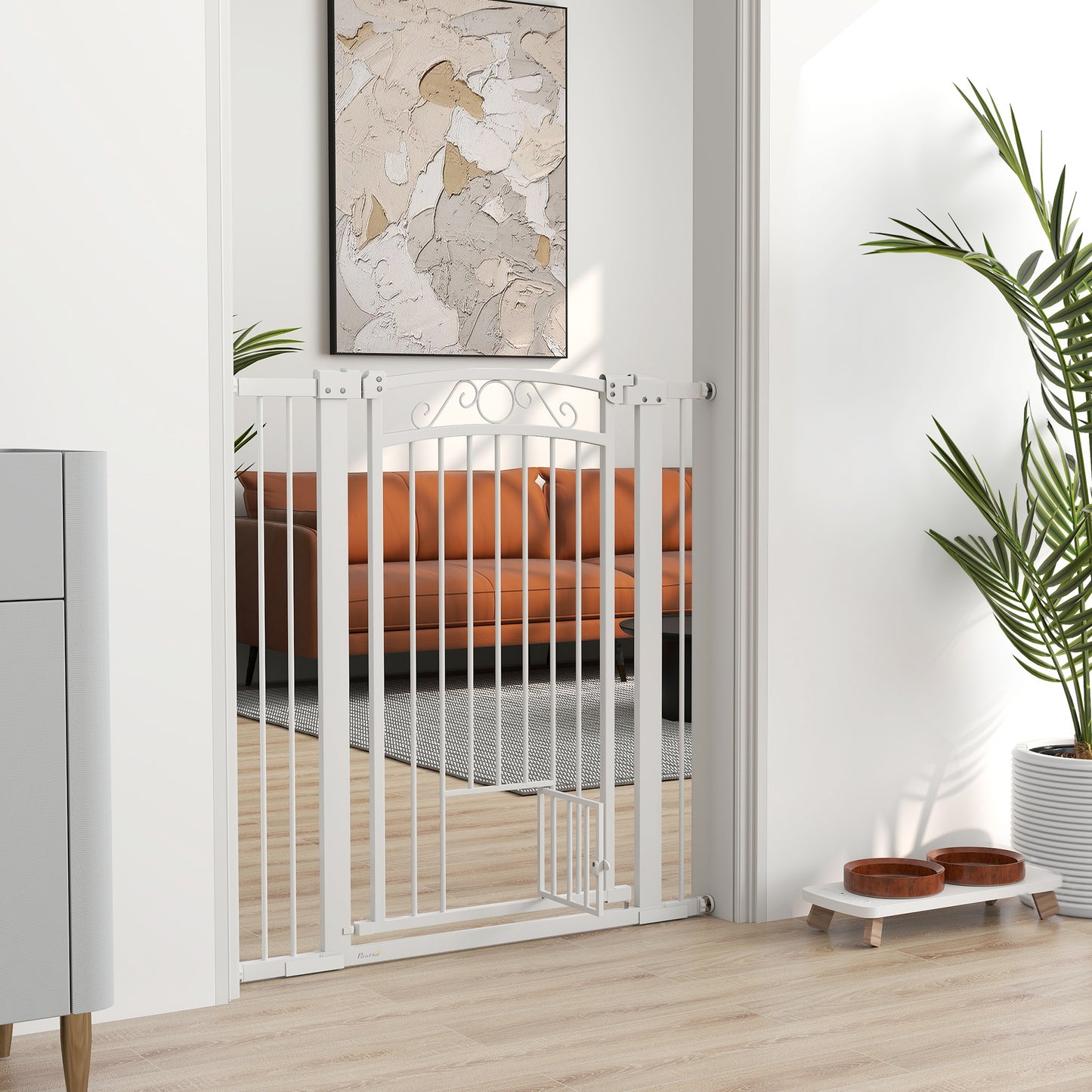 Pawhut Barrera De Seguridad Para Perros Con Ancho Ajustable 76-104 Cm Blanco_1