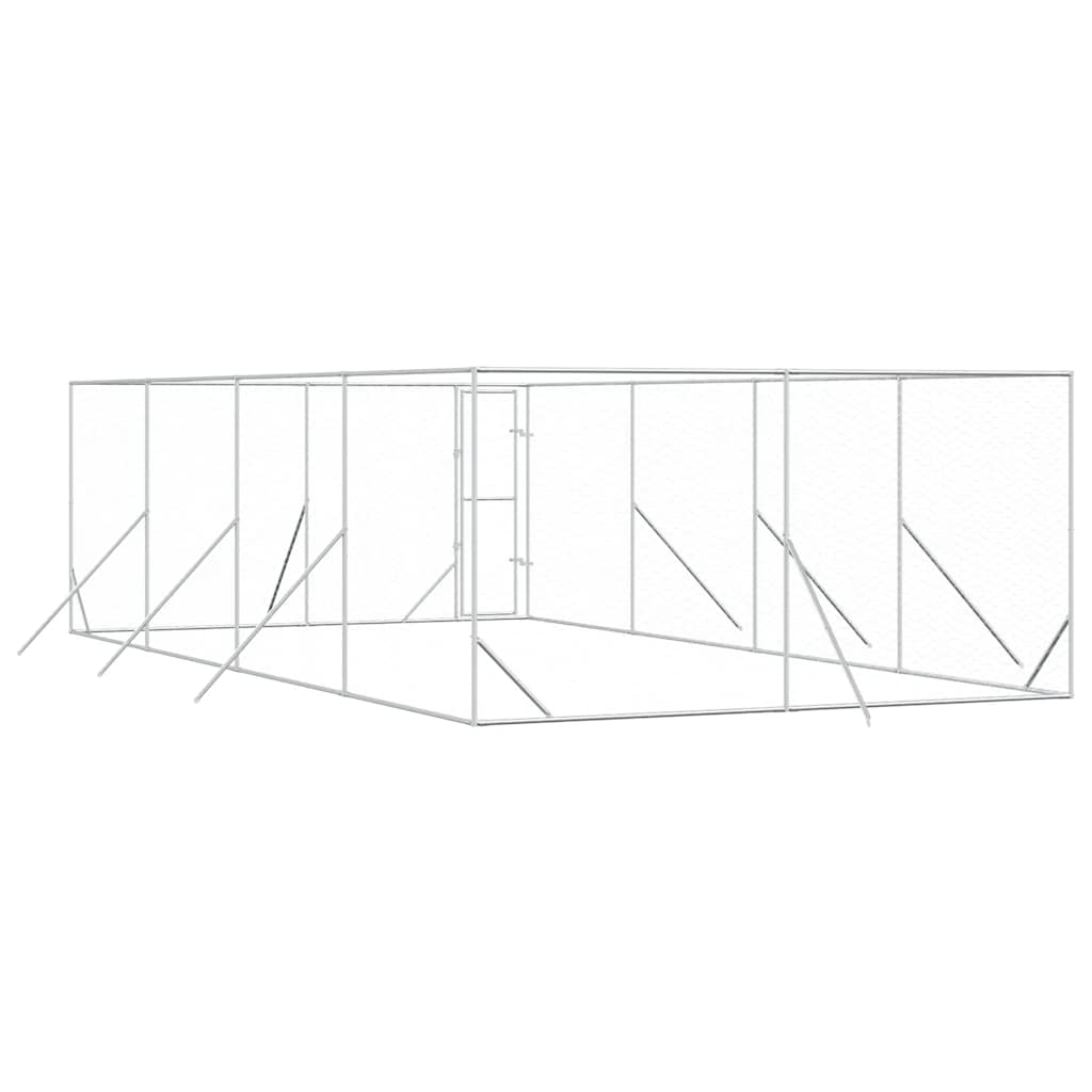 Perrera De Exterior Acero Galvanizado Plateado 4x8x2 M_5