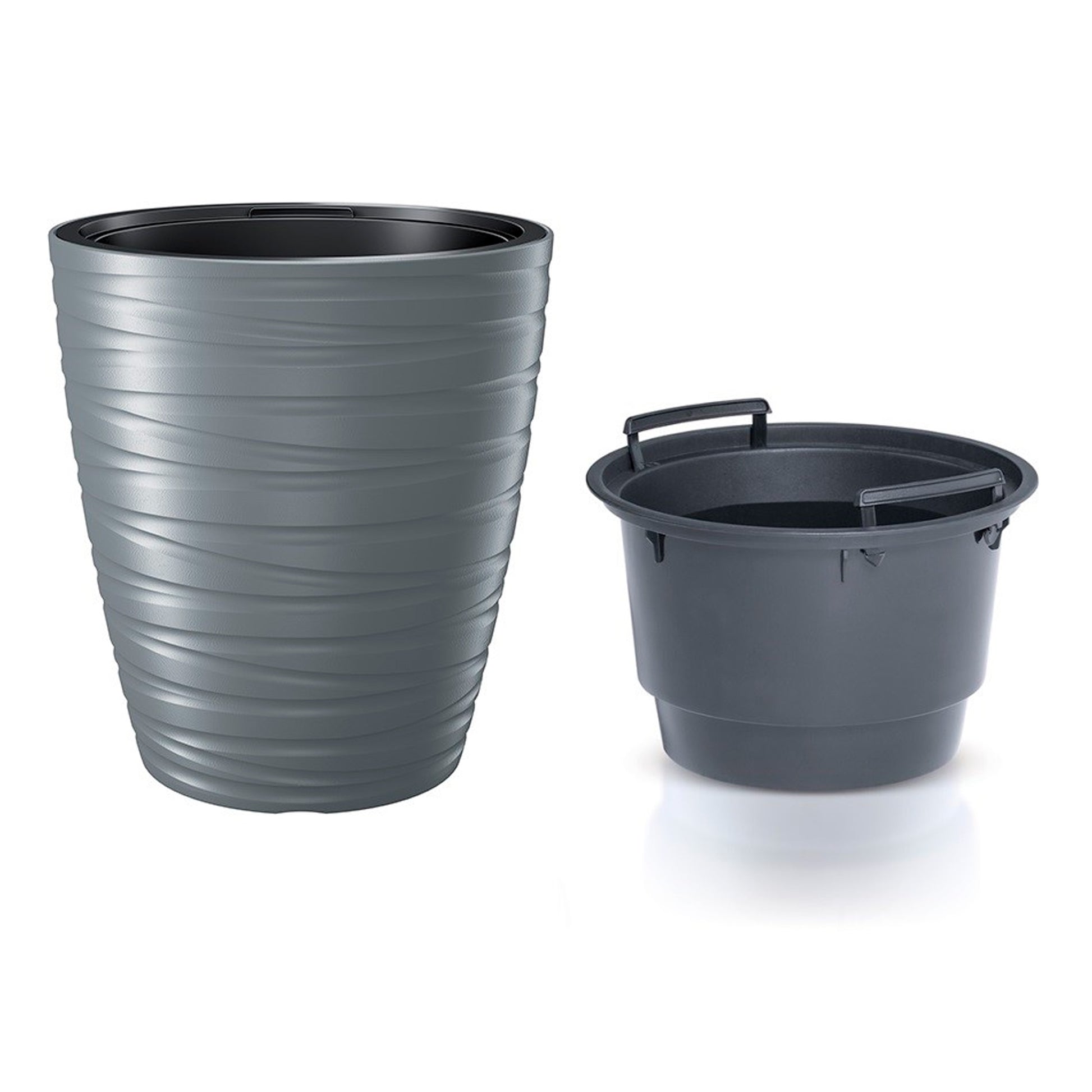 Maceta Con Deposito 16l Maze De Plastico En Color Gris Piedra 29,6 (largo) X 29,6 (ancho) X 32,9 (alto) Cm_1