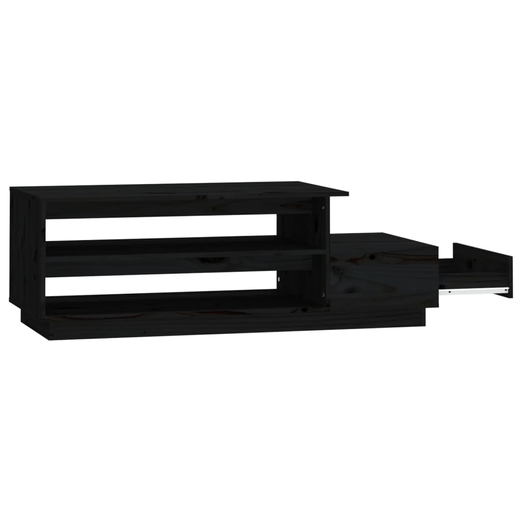 Mesa De Centro Madera Maciza De Pino Negro 120x50x40,5 Cm_4