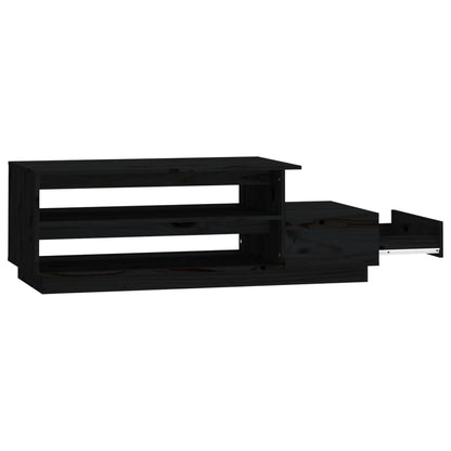 Mesa De Centro Madera Maciza De Pino Negro 120x50x40,5 Cm_4