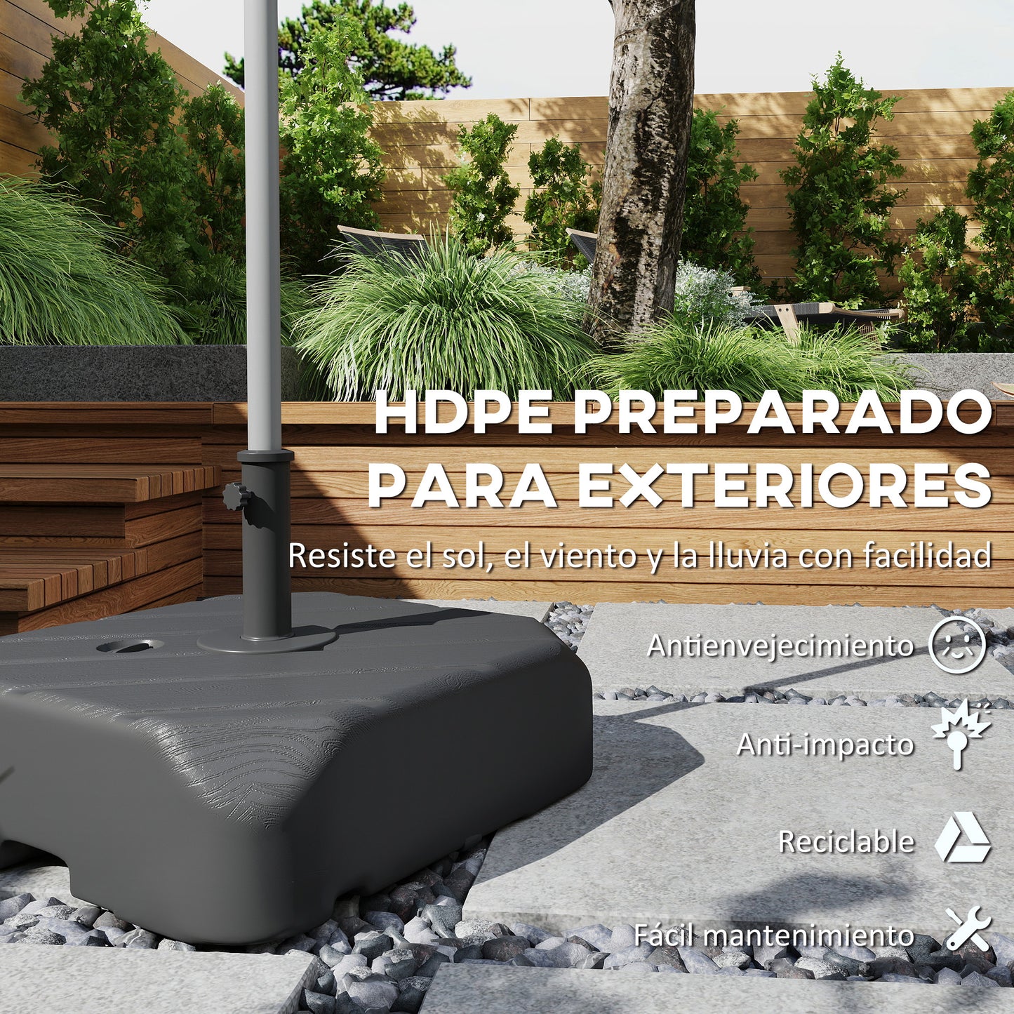 Outsunny Base Para Sombrilla Con Ruedas Rellenable De Arena 72 Kg Negro_5