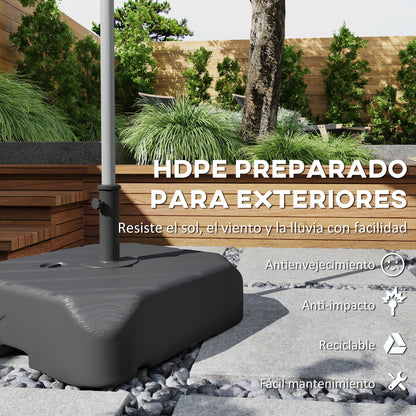 Outsunny Base Para Sombrilla Con Ruedas Rellenable De Arena 72 Kg Negro_5