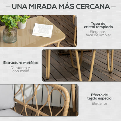 Muebles De Jardín Outsunny Acero, Pe Madera Natural 129x71.5x69 Cm_5