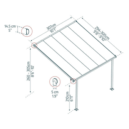 Pérgola adosada Feria 307x294 cm
