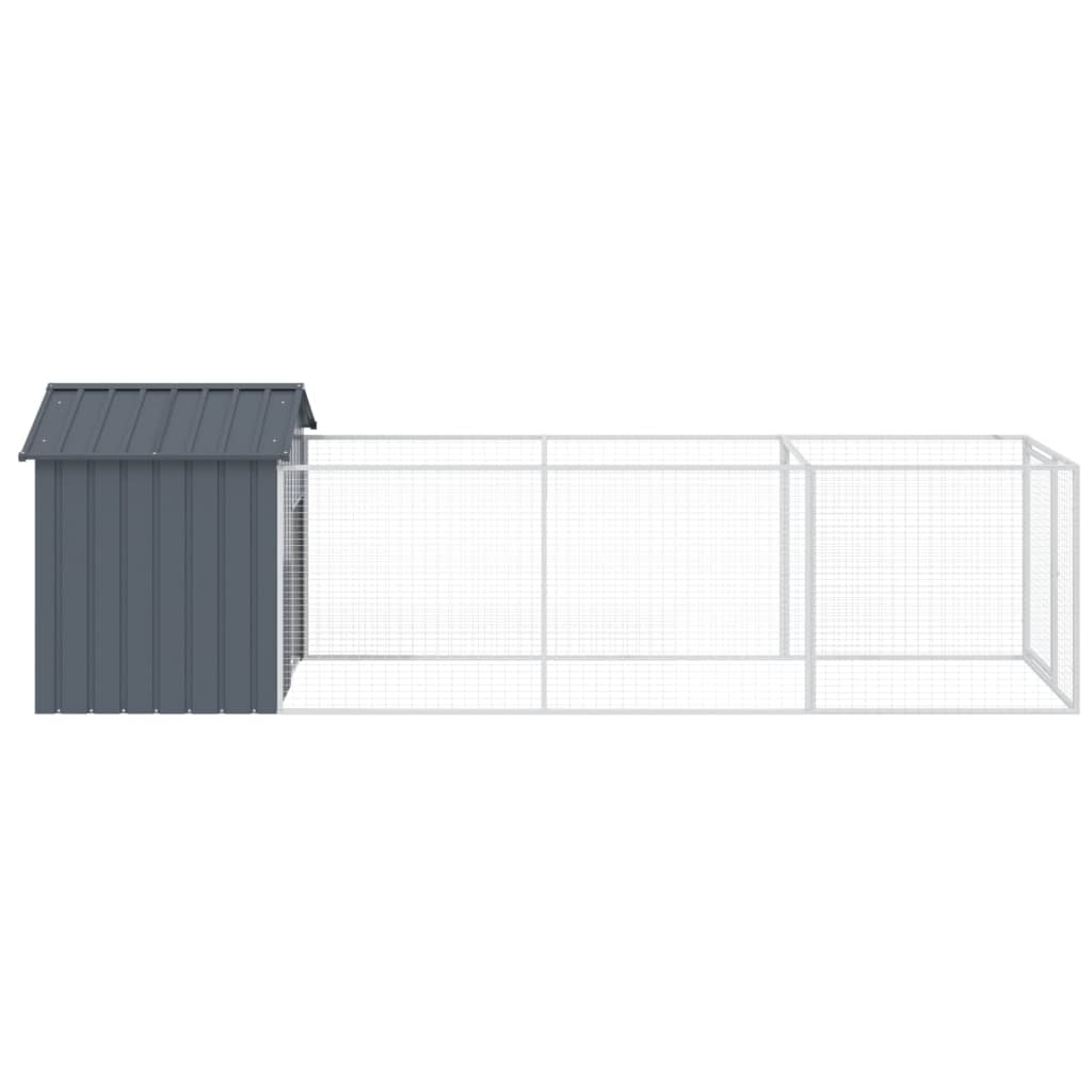 Caseta Perros Con Tejado Acero Galvanizado Gris 117x405x123 Cm_3