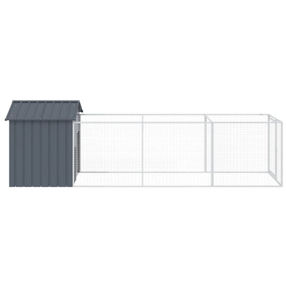 Caseta Perros Con Tejado Acero Galvanizado Gris 117x405x123 Cm_3