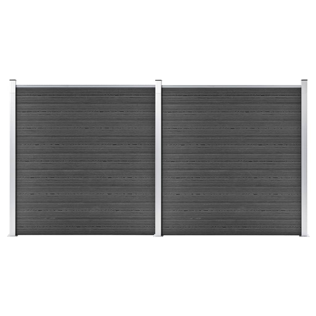 Juego De Paneles De Valla Wpc Negro 353x186 Cm / Vetonek_2