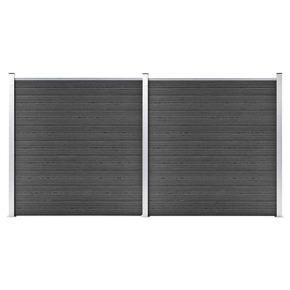 Juego De Paneles De Valla Wpc Negro 353x186 Cm / Vetonek_2