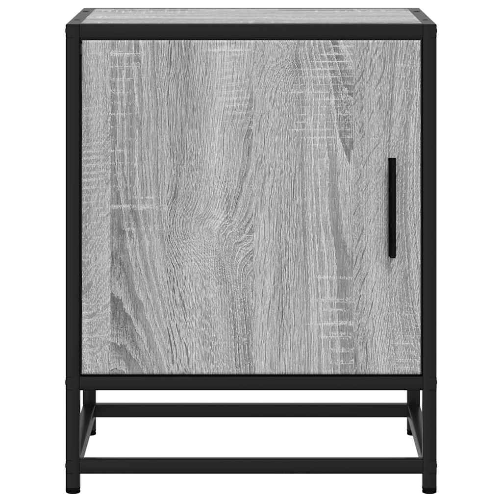 Mesita Noche Madera De Ingeniería Gris Sonoma 40x31x50 Cm Metal_3