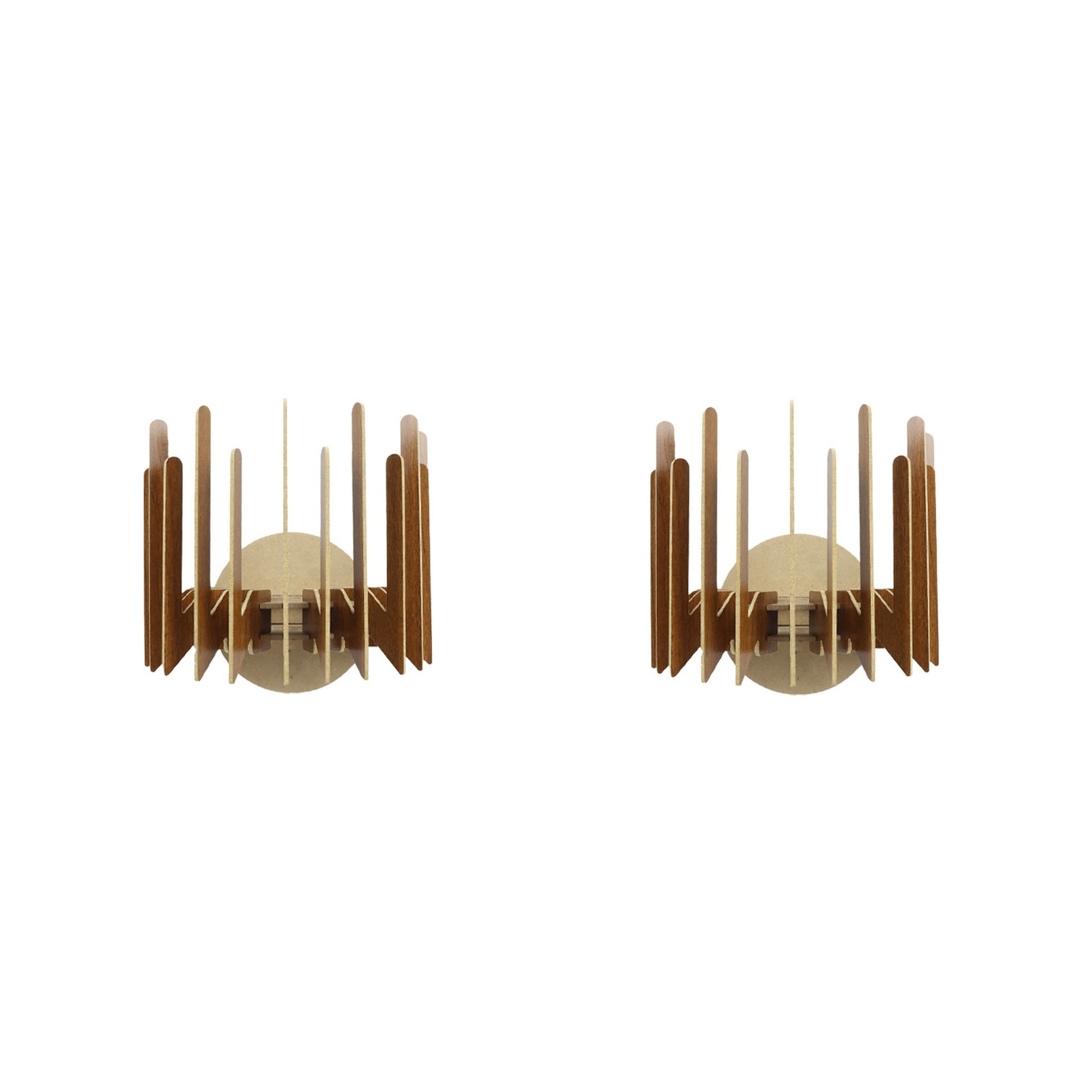 Aplique De Pared, Doble, Mdf , Nogal, 20x24x22, Casquillo E 27 Max 45 - 60_0