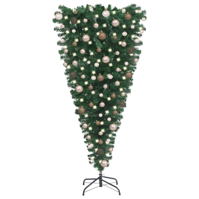 Vidaxl Árbol De Navidad Artificial Invertido Con Luces Y Bolas 210 Cm_0