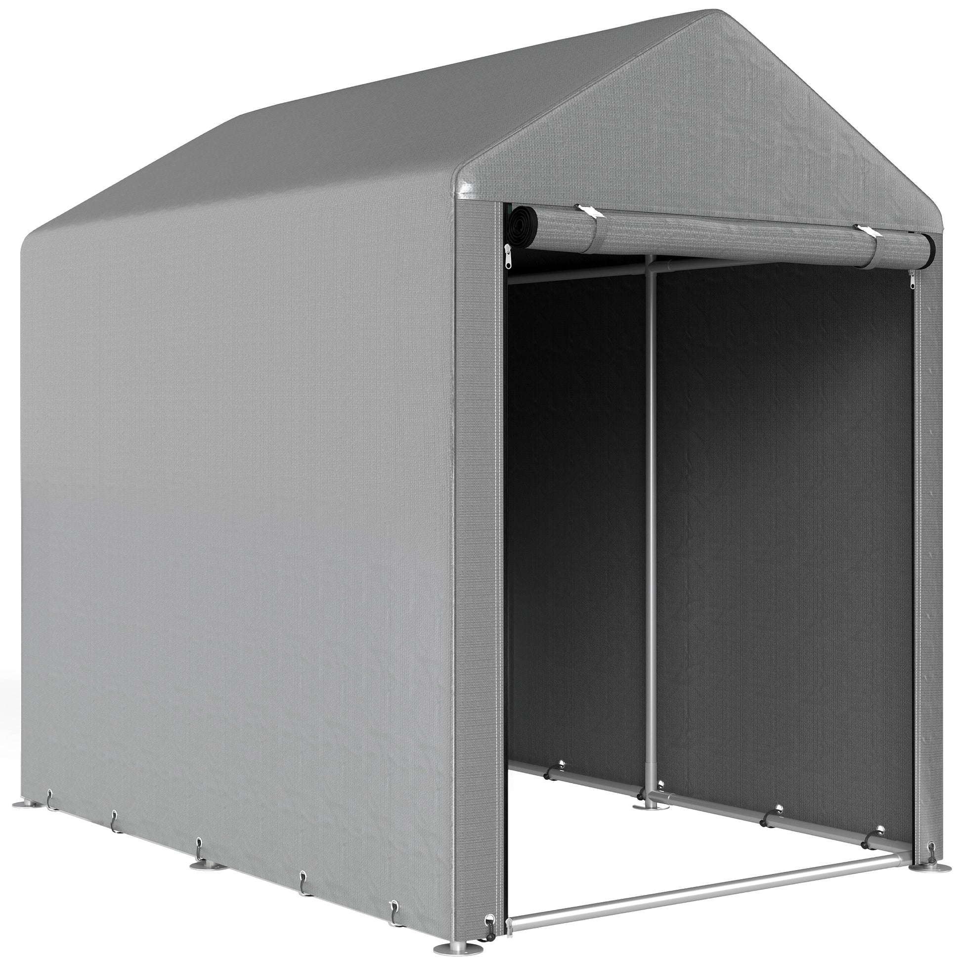 Outsunny Carpa De Jardín Para Herramientas Bicicletas Motos 1,2x1,8x1,65 M Gris_0