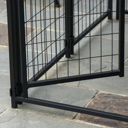 Pawhut Perrera De Exterior Con Techo 120x120x138 Cm Con Malla De Metal Y Puerta_4