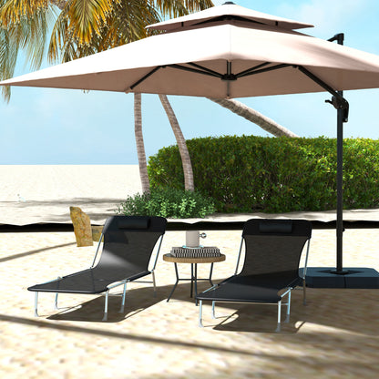 Outsunny Conjunto De 2 Tumbonas Plegables Y Reclinables 182x56x24,5 Cm Negro_1