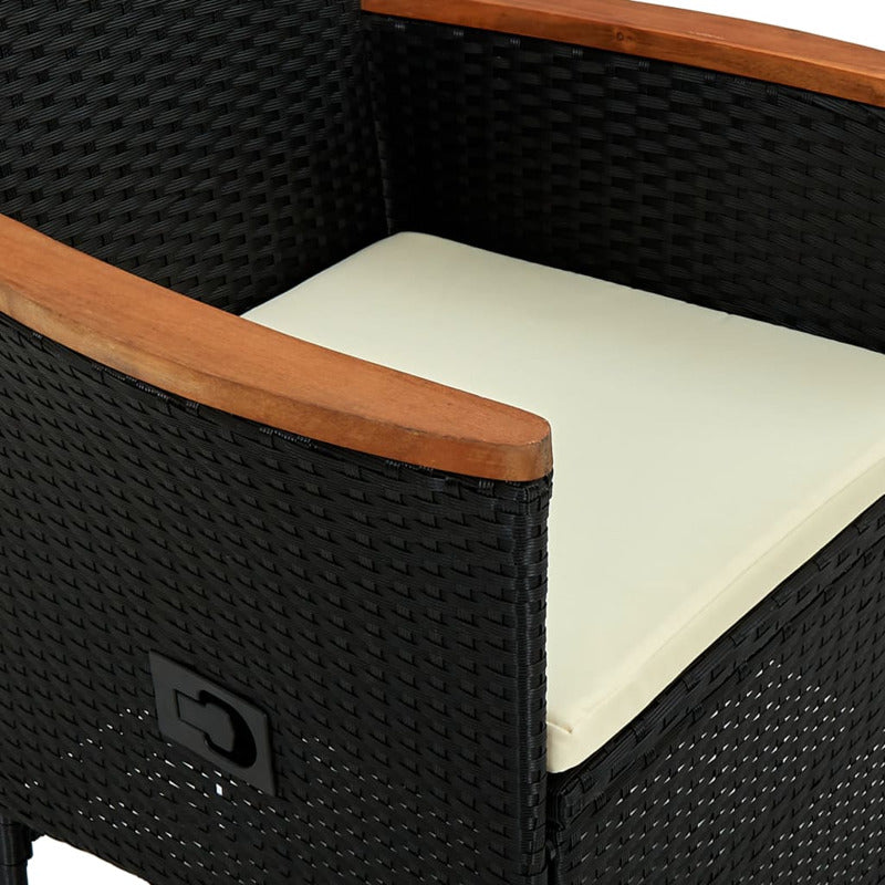 Vidaxl Set Comedor Jardín 9 Pzas Ratán Sintético Y Madera Acacia Negro_5
