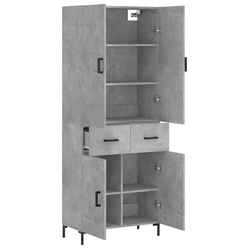 Aparador Alto Madera Contrachapada Gris Hormigón 69,5x34x180 Cm_3