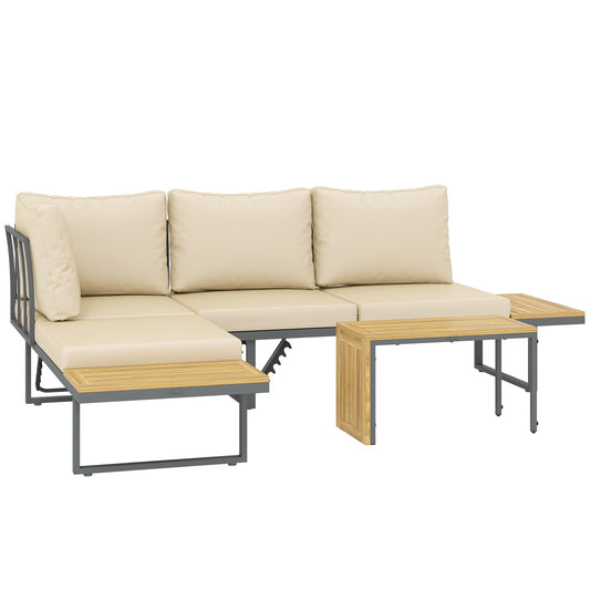 Outsunny Conjunto De Muebles Jardín Exterior Con 2 Sofás De 3 Plazas Gris_0