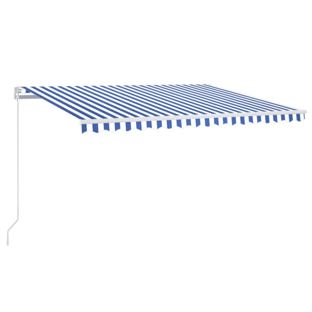 Toldo Retráctil Manual Con Led Azul Y Blanco 400x300 Cm_0