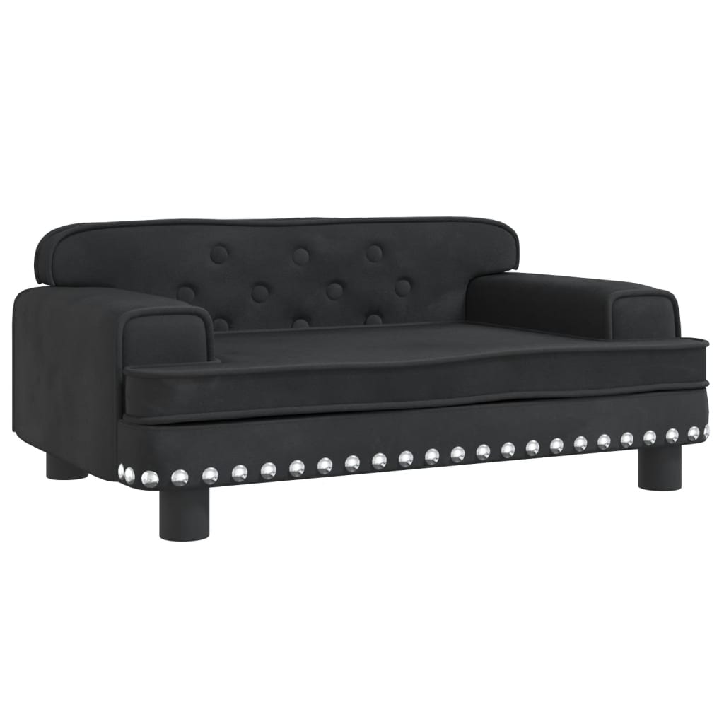 Cama Para Perros De Terciopelo Negra 70x45x30 Cm / Vetonek_5