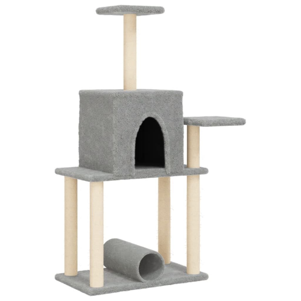 Vidaxl Rascador Para Gatos Con Postes De Sisal Gris Claro 122 Cm_0