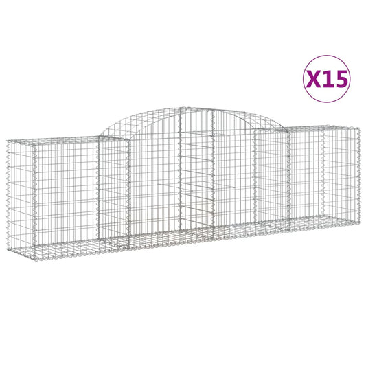 Cestas De Gaviones 15 Uds Forma De Arco Hierro 300x50x80/100 Cm_0